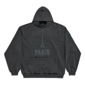 Sweats à capuche « The Capital Of Fashion » coupe large « Black Faded » 803265TRVN41048
