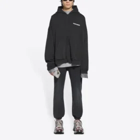 Sweats à capuche zippés coupe ample « Noir » 674719TLVB49034