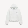 Sweats à capuche zippés coupe classique pour femme « Salon de Couture » en blanc