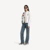 Sweats à capuche zippés coupe classique pour femme « Salon de Couture » en blanc