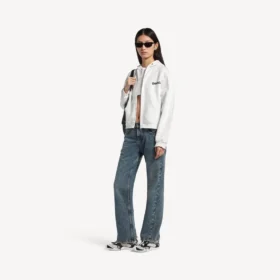Sweats à capuche zippés coupe classique pour femme « Salon de Couture » en blanc