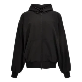 Sweats à capuche zippés coupe large « Noir » 750965TNT391000