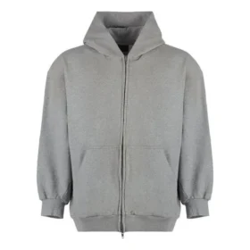 Sweats à capuche zippés en jersey de coton vieilli « Grey » 744454TOVV91241