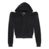 Sweats à capuche zippés à encolure ronde « Black » 767880TNV611000