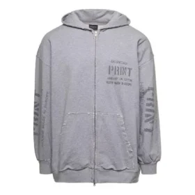 Sweats à capuche zippés imprimés, coupe ajustée « Gris » 744454TOVN41167