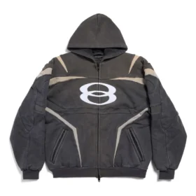 Sweats à capuche zippés oversize Unity Sports Icon Biker « Noir Blanc » 790359TQVM21070