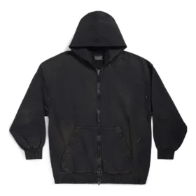 Sweats à capuche zippés Paris, coupe ajustée « Black Faded » 744454TOVI41055