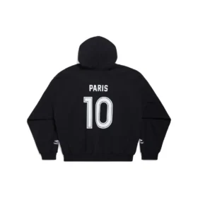 Sweats à capuche zippés Paris Soccer, coupe moyenne « Noir Blanc » 744457TPVS61070