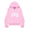 Sweats à capuche zippés sans logo, coupe ajustée « Rose clair et blanc » 788243TQVK55708