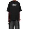 T-shirt ample à manches courtes avec impression sur le devant, noir 620941TIV741070