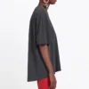 T-shirt ample à manches courtes noir avec petit logo alphabétique 482204TYK281055