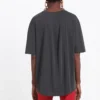 T-shirt ample à manches courtes noir avec petit logo alphabétique 482204TYK281055