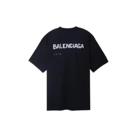 T-shirt Balenciaga dessiné à la main, coupe large « Noir » 641675TOVO51070