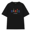 T-shirt Balenciaga Paris Love pour homme, coupe standard, imprimé, manches courtes, noir 594579TGV431000