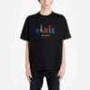 T-shirt Balenciaga Paris Love pour homme, coupe standard, imprimé, manches courtes, noir 594579TGV431000