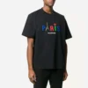 T-shirt Balenciaga Paris Love pour homme, coupe standard, imprimé, manches courtes, noir 594579TGV431000