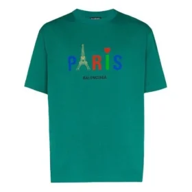 T-shirt Balenciaga Paris Love Regular pour homme, imprimé, manches courtes, vert 594579TGV433640 T-shirt Balenciaga Paris Love Regular pour homme, imprimé, manches courtes, vert 594579TGV433640