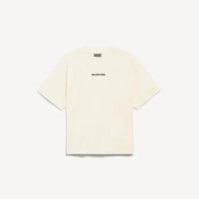 T-shirt Balenciaga pour femme, coupe moyenne, avec motif « Balenciaga Back » en crème T-shirt Balenciaga pour femme, coupe moyenne, avec motif « Balenciaga Back » en crème
