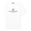 T-shirt Balenciaga pour homme à col rond et manches courtes, imprimé « BB Paris », version rétro, blanc 594579TGV609000