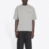 T-shirt Balenciaga pour homme, collection automne-hiver 2021, imprimé logo, style rétro, manches courtes, gris 612966TIVG51167