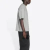 T-shirt Balenciaga pour homme, collection automne-hiver 2021, imprimé logo, style rétro, manches courtes, gris 612966TIVG51167
