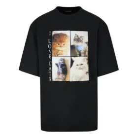 T-shirt Balenciaga pour homme, mi-long, col rond, manches courtes, noir 641614TJVG81000 T-shirt Balenciaga pour homme, mi-long, col rond, manches courtes, noir 641614TJVG81000