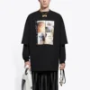 T-shirt Balenciaga pour homme, mi-long, col rond, manches courtes, noir 641614TJVG81000