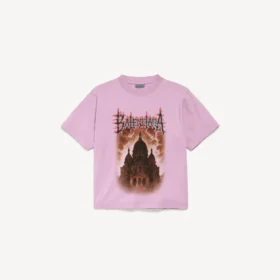 T-shirt Balenciaga Sacra Cœur coupe moyenne pour femme, couleur vieux rose