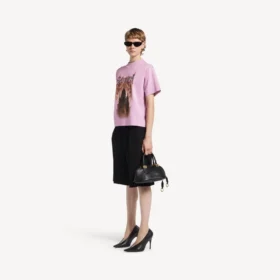 T-shirt Balenciaga Sacra Cœur coupe moyenne pour femme, couleur vieux rose