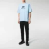 T-shirt BB Regular Fit en maille entrelacée « Light Blue » 578139TGV755840