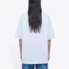 T-shirt blanc à manches courtes ample avec petit logo alphabétique 556104TYK289000