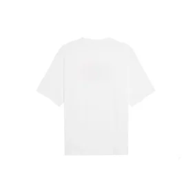 T-shirt blanc à manches courtes, coupe ample, style rétro 620941TIV799000