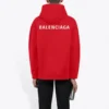 T-shirt à capuche ample Balenciaga FW21 pour homme, à manches longues, rouge, 600583TIV846540