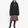 T-shirt à capuche Balenciaga FW21 pour homme, coupe ample et carrée, manches longues, noir 651799TJV910107