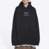 T-shirt à capuche Balenciaga FW21 pour homme, coupe ample et carrée, manches longues, noir 651799TJV910107