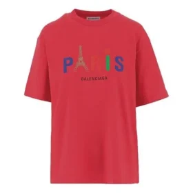 T-shirt classique « Paris Love » à manches courtes et imprimé, rouge 594599TGV435640