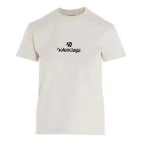 T-shirt à col rond avec logo Gris/Blanc 612964TJVD99054 T-shirt à col rond avec logo Gris/Blanc 612964TJVD99054