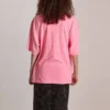 T-shirt à col rond brodé SS21 rose 641532TJVA95764