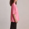 T-shirt à col rond brodé SS21 rose 641532TJVA95764