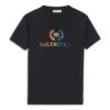 T-shirt à col rond et manches courtes avec logo dégradé arc-en-ciel, noir 570814TEV531000