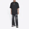 T-shirt à col rond et manches courtes Balenciaga FW21 Couture Alphabet pour homme, noir 651795TJV901070