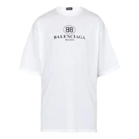 T-shirt à col rond et manches courtes Balenciaga imprimé logo pour homme, blanc 556150TYK239000 T-shirt à col rond et manches courtes Balenciaga imprimé logo pour homme, blanc 556150TYK239000