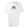 T-shirt à col rond et manches courtes pour homme Balenciaga avec logo imprimé, blanc 583214TFV652569