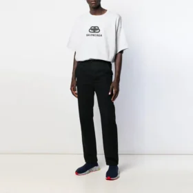 T-shirt à col rond et manches courtes pour homme Balenciaga avec logo imprimé, blanc 583214TFV652569 T-shirt à col rond et manches courtes pour homme Balenciaga avec logo imprimé, blanc 583214TFV652569