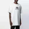 T-shirt à col rond et manches courtes pour homme Balenciaga avec logo imprimé, blanc 583214TFV652569