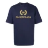 T-shirt à col rond et manches courtes pour homme Balenciaga Logo, bleu marine 535622TAV044128