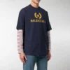 T-shirt à col rond et manches courtes pour homme Balenciaga Logo, bleu marine 535622TAV044128