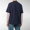 T-shirt à col rond et manches courtes pour homme Balenciaga Logo, bleu marine 535622TAV044128