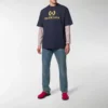 T-shirt à col rond et manches courtes pour homme Balenciaga Logo, bleu marine 535622TAV044128