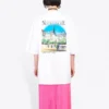 T-shirt à col rond et manches courtes « Sacr Cur » avec imprimé alphabétique, blanc 641532TJVH69000